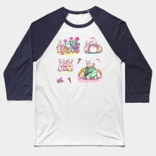 Cute bunnies and turtle with mushrooms sticker pack (get in medium or large) Baseball T-Shirt